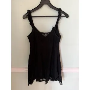 Vtg Layered Lace Tank Top Size M Black Lace Babydoll USA Y2K Grunge Coquette thumbnail 2