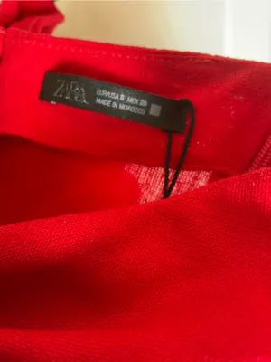 Zara Red Linen Blend Halter Midi Dress Size S Cowl Neck Tortoiseshell Buttons thumbnail 8