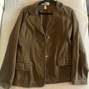 Old Navy fitted brown denim 2 bottom down jacket / blazer size large thumbnail 1