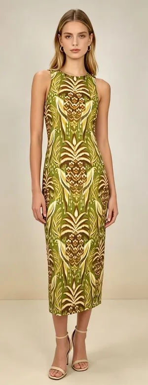 NWOT Farm Rio Printed Tulle Sleeveless Midi Dress Size S thumbnail 1