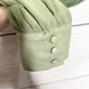 Urban Outfitters Green Sheer Long Sleeve Peasant Crop Top Size Large Bridgerton thumbnail 8