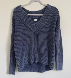 Aerie Blue Knit V Neck Oversized Relaxed Sweater Size XS thumbnail 2