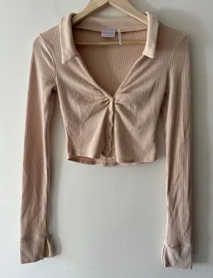 Out From‎ Under (Urban Outfitters) Ribbed Knit Cropped Button Cardigan thumbnail 1