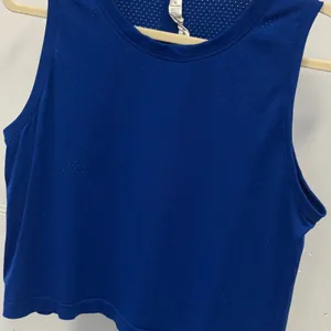 Lululemon Train to Be Cropped Tank Code Blue Perforated Logo Boxy Fit Sz 8 thumbnail 3