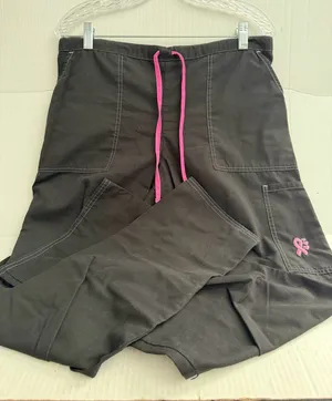 SB Scrubs Black Drawstring Scrub Pants with Pink Accents thumbnail 1