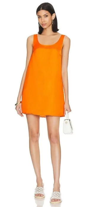FRAME Micro Flare Mini Dress in Nectarine NWT thumbnail 1