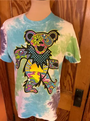 Liquid Blue Grateful Dead Dancing Bear Tie Dye Graphic Tee Small thumbnail 5