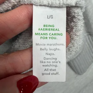 aerie L Down To Earth Quarter Zip Sweatshirt Overisized Gray Relaxed Fit Cozy thumbnail 7