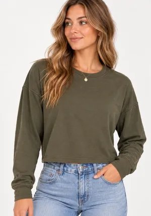 mwl madewell cropped sweatshirt dark green xs thumbnail 1