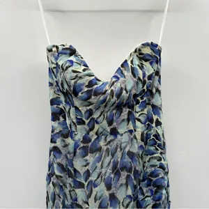 RTR Katie May Baby Cakes Off White & Blue Printed Strapless‎ Maxi Dress Sz S thumbnail 4