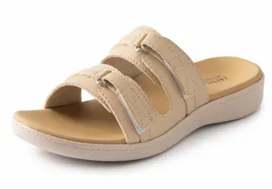 Lazystep Slide Sandals Size 6 Beige New Adjustable Double Strap Comfort Shoes thumbnail 1