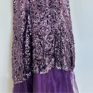 Cinderella Divine Purple‎ Strapless Sequin Beaded Corset Back Long Gown Dress 4 thumbnail 9
