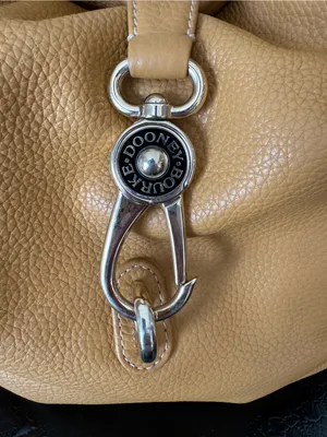Dooney & Bourke Camel Tan Saddle Pebble Leather LOGO LOCK Hobo Shoulder Bag thumbnail 6
