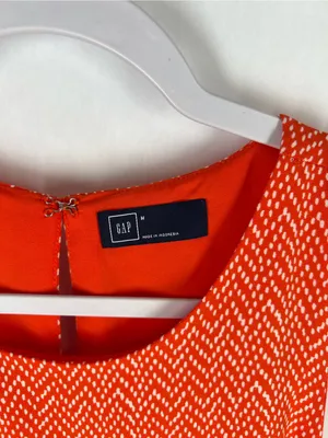 Gap Orange Print Swing Tank Dress Size M‎ Sleeveless Pockets thumbnail 3