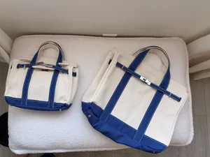 Boatkin Large & Mini Canvas Boat Tote Bag Navy Blue with Silver Belted closure thumbnail 7