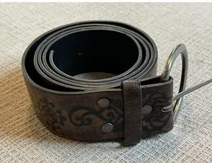 Women’s Brown Faux Leather Bohemian Mandala Print Belt Size 11 thumbnail 1