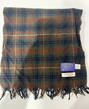 Pendleton Scarf Vintage‎ Made in USA Brown Tartan Plaid 100% Virgin Wool Unisex thumbnail 1