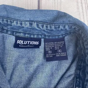 Solutions Denim Christmas Holiday Denim Button Up Shirt Embroidered‎ Small Ugly thumbnail 3