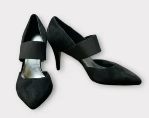 Women’s Impo Stretch Black Suede Kitten Heel Shoes Size 8 Pointed Toe thumbnail 2