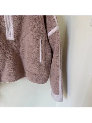 Free People Mountain High 1/2 Zip Fleece Pullover in Neutral Mauve thumbnail 5