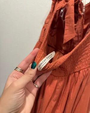American Eagle Catie Corset Eyelet Midi Dress Terracotta L NWOT thumbnail 7