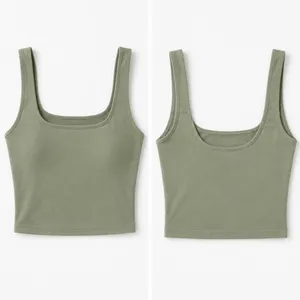 Free People Intimately Scoop Neck Crop Tank M/L Army Green Seamless NWT USA thumbnail 2