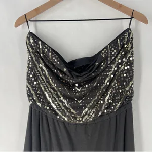 Express‎ Gray Stretch Knit Sequin Embellished Strapless Maxi Dress Dress Slit L thumbnail 3