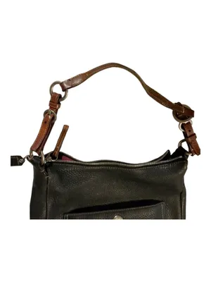 Coach Vintage Black Pebbled Leather Hobo Shoulder Bag Pink Lining #H05S-8E10 thumbnail 5