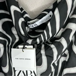 ZARA The Safia black abstract zebra print mini dress size medium thumbnail 6