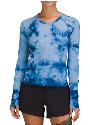Lululemon‎ Swiftly Tech Long Sleeve Shirt 2.0 Race Length Marble Dye Commander thumbnail 1