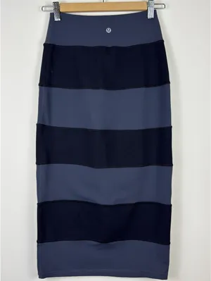 Lululemon Yoga Over Skirt Size 4 Coal Black Striped Luon High Rise Midi Rare thumbnail 10
