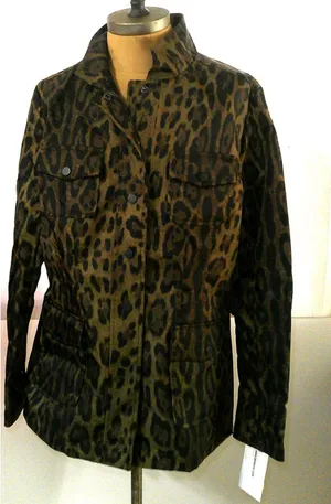 New NWT $595 Jane Post Women's Leopard Nylon Safari Jacket Rain Coat M Italy thumbnail 1