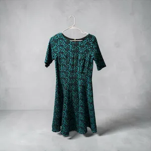 Teal Blue Fit and Flare Floral Dress Danny and Nicole thumbnail 2