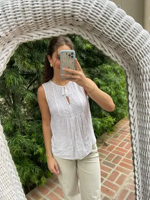 Boho White summer blouse thumbnail 2