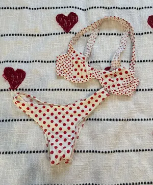 Miaou Cream Bikini with Red Polka Dot Print thumbnail 1