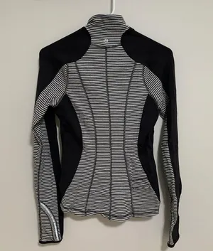 Black and White Stripe Zip U-Turn Lululemon Quarter Zip thumbnail 6