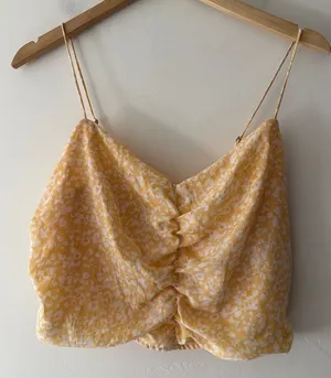 Abercrombie & Fitch Yellow and White Smocked Crop Adorable Top‎ thumbnail 1