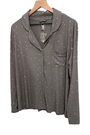 Skims Soft Lounge Pajama Top Sparkle Pajama top Sold out Grey size LargeNWT thumbnail 1