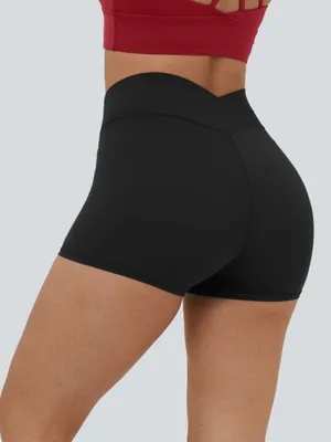 NWOT Halara Black SoftlyZero High Waisted Crossover Yoga Bike Shorts thumbnail 3