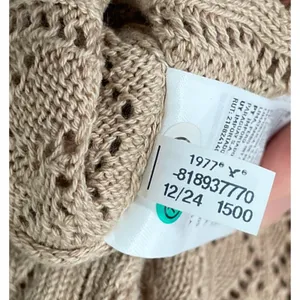 American Eagle Crochet Knit Sweater Size XL Tan Pointelle Boho Romantic Y2K thumbnail 9