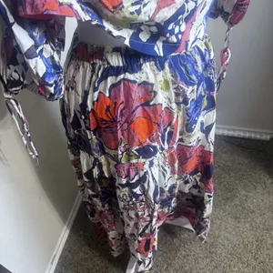 Free People Shasta Skirt Set Floral Off Shoulder Crop Top Tiered Midi Skirt M thumbnail 6