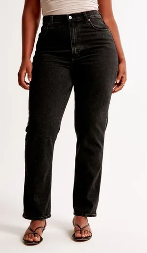 Abercrombie Womens Ankle Straight Ultra High Rise Jeans Size 0 (25) Black Denim thumbnail 1