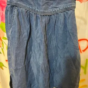 X82. Zara blue denim skirt with elastic waistband Size XS thumbnail 1