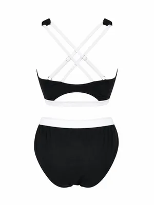 Women’s Black & White High Neck Bikini Set thumbnail 4