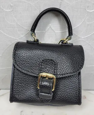 Vintage Italian Mini Black Leather Top Handle Bag Gold Buckle Made in Italy thumbnail 1