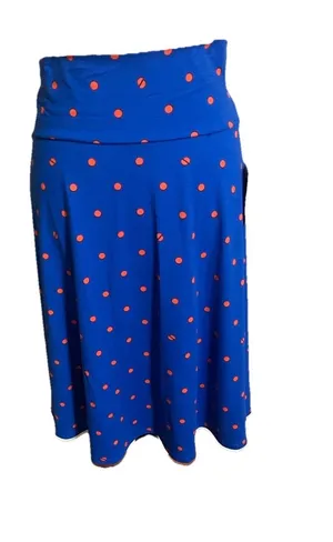 LuLaRoe A-Line Skirt Sz L AZURE Polka Dot Print Closet Staple Feminine Flowy thumbnail 1
