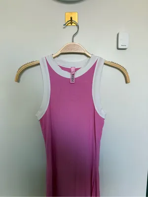 NWOT SKIMS Cotton Rib Ringer Tank Dress Pink White Contrast Bodycon XS thumbnail 5