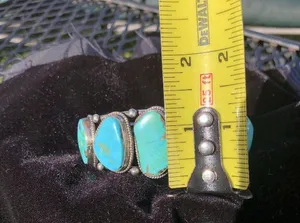Vintage Navajo Natural Turquoise & Sterling Silver Cuff Bracelet thumbnail 16