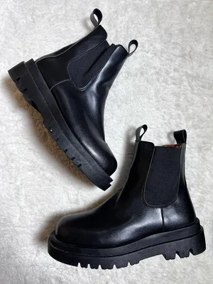 Black Faux Leather Chunky Chelsea Boots Size 40 thumbnail 1