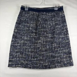 Brooks Brothers‎ Navy Blue White Tweed Wool Blend Skirt Size 6 Italian Fabric thumbnail 4